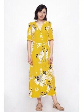 Sea‎ New York Pia Wrap Dress Yellow Floral Midi